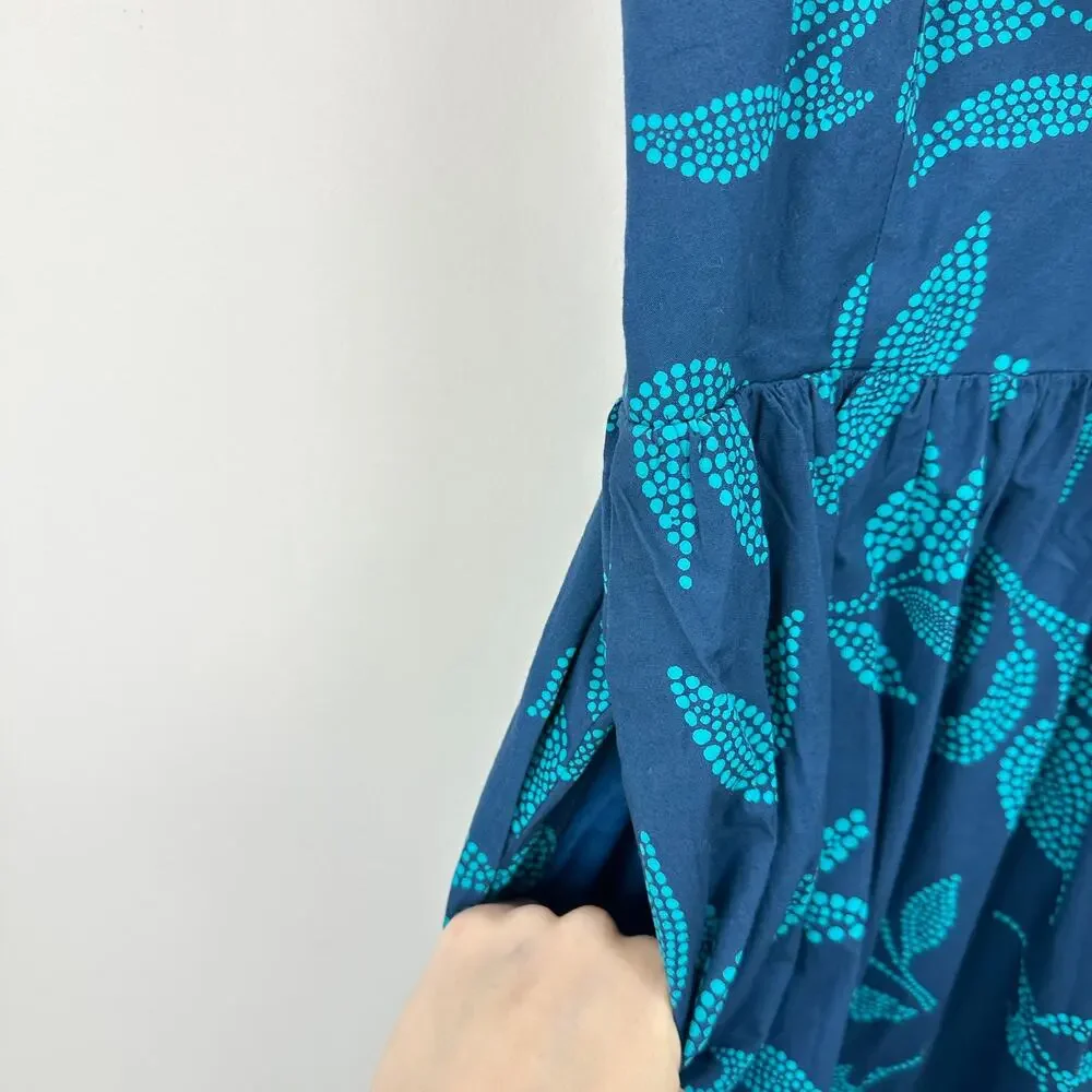 J.Crew Petite Poplin Corset Midi Dress Cotton Tropical Blue Vacation 0P NWT - Picture 7 of 12